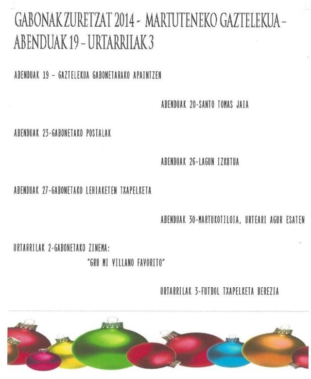 gabonak zuretzat Gaztelekua2014