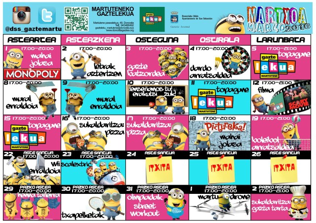 Gaztelekuko martxoko programazio polita